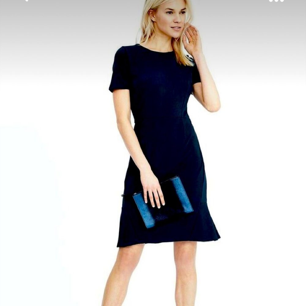 Banana Republic navy blue flounce flare dress 12p